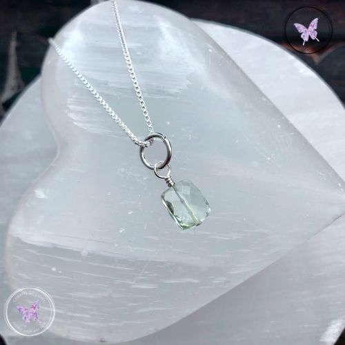 Faceted Prasiolite Silver Pendant Necklace